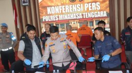 Polres Minahasa Tenggara berhasil menangkap dua pelaku pembunuhan berinisial GN dan JG di Bandara Sam Ratulangi Manado saat hendak melarikan diri ke Surabaya.