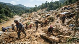 Iustrasi : Aktivitas pertambangan emas rakyat di Kabupaten Bolaang Mongondow Timur yang menuntut kejelasan regulasi dan izin.