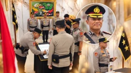 Kapolda Sulut Irjen Pol Yudo Hermanto melantik Kombes Pol Endrastiawan Setyowibowo sebagai Kabid Humas Polda Sulut di Mapolda Sulut, Kamis (15/10/2026).