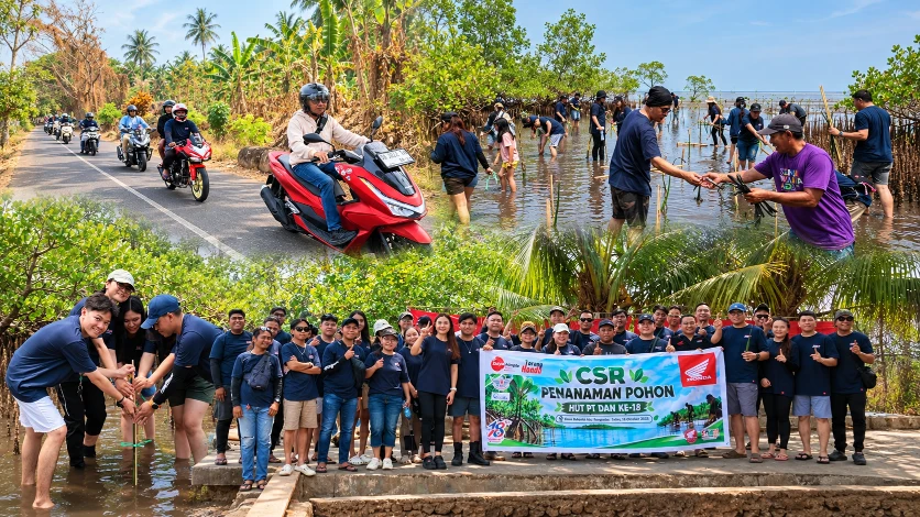 PT Daya Adicipta Wisesa bersama karyawan dan komunitas GenPI Sulawesi Utara menanam 500 bibit mangrove di Desa Bahowo, Manado, dalam rangka HUT ke-18 perusahaan.