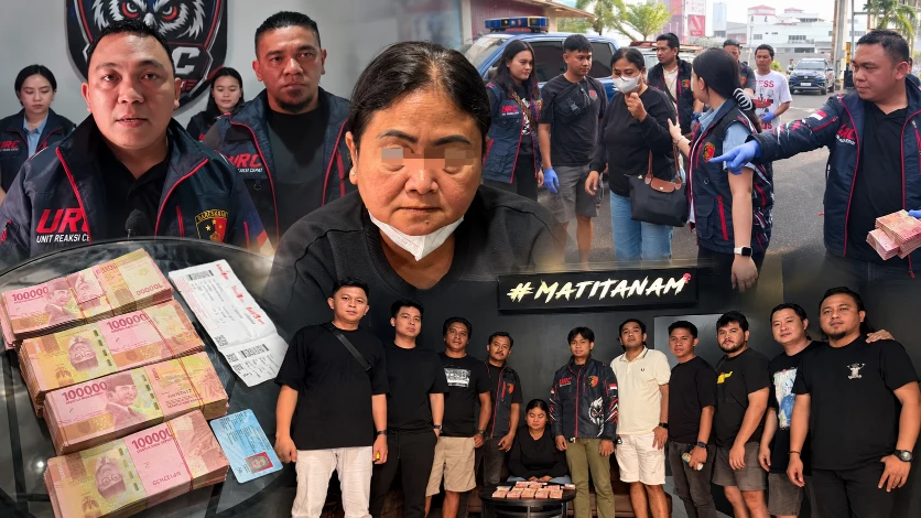 Tim URC Resmob Polda Sulut mengamankan terduga pelaku kasus dugaan peredaran uang palsu di Bandara Sam Ratulangi Manado.