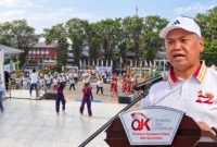 Kepala OJK Sulawesi Utara dan Gorontalo, Robert Sianipar, saat menyampaikan sambutan pada pembukaan Bulan Inklusi Keuangan (BIK) 2026 di Museum Negeri Provinsi Sulawesi Utara, Manado, Sabtu (10/10/2026).