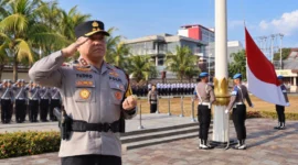 Kapolda Sulut Irjen Pol Yudo Hermanto memimpin upacara peringatan Hari Sumpah Pemuda ke-98 di Mapolda Sulut, Rabu (28/10/2026).