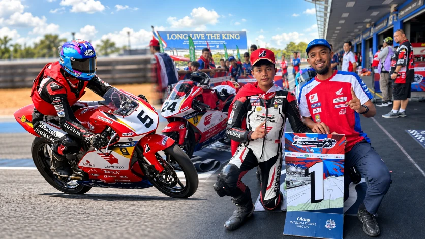 Resky Yusuf Hermawan meraih kemenangan perdana pada race pertama Thailand Talent Cup 2026 di Chang International Circuit, Buriram, Thailand.