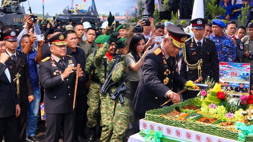 Kapolda Sulut Irjen Pol Yudo Hermanto menghadiri upacara peringatan HUT ke-81 TNI di Lanudal, Senin (5/10/2026).