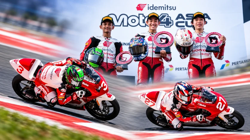 Bintang Pranata meraih podium kedua pada race pertama Idemitsu Moto4 Asia Cup 2026 di Pertamina Mandalika International Circuit, Sabtu (10/10).