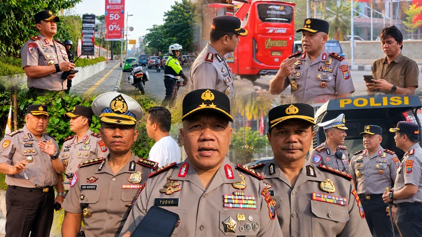 Kapolda Sulut Irjen Pol Yudo Hermanto bersama Wakapolda dan Pejabat Utama Polda Sulut turun langsung mengatur lalu lintas di Kota Manado.