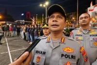 Kapolresta Manado Kombes Pol Irham Halid memimpin apel Team Opsnal URC di halaman Mapolresta Manado.