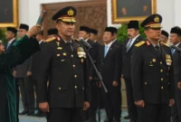 Suasana khidmat pelantikan dan pengambilan sumpah jabatan Kapolri serta Wakapolri oleh Presiden Republik Indonesia Prabowo Subianto di Istana Negara, Jakarta, Kamis (1/9/2026).