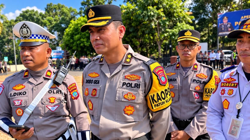 Plt. Kapolres Minahasa Utara AKBP Antonius F. Gea saat diwawancarai awak media usai kegiatan Apel Gelar Pasukan Operasi Patuh Klabat 2026 di Lapangan Polres Minut, Senin (26/10/2026).
