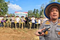 Kapolda Sulut Yudo Hermanto bersama Forkopimda menghadiri panen raya jagung varietas Yellow Corn di Minahasa Utara.